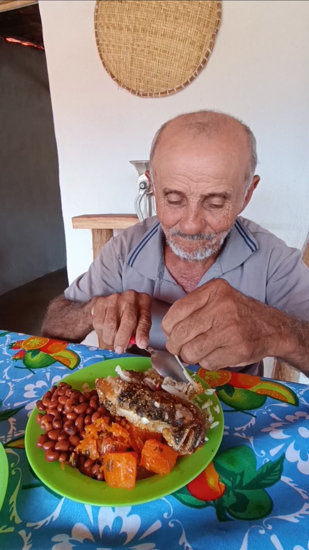 Servindo Nosso Almoço Jerimum Refogado com Peixe Frito Vejam Só #vidanaroça #caipira #ceará #agro